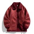 thumbnail image 3 of Maoxin Mens Jacket Men's Vintage Warm Solid Color Zipper Pocket Long Sleeved Casual Jacket Red L, 3 of 7