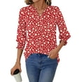 thumbnail image 4 of UVN Summer V Neck Womens Blouses Dressy Casual 3/4 Sleeve Shirts Ladies Tunic Tops, 4 of 10