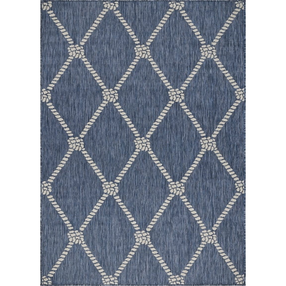 5â€™ x 7â€™ Navy Knot Indoor Outdoor Area Rug