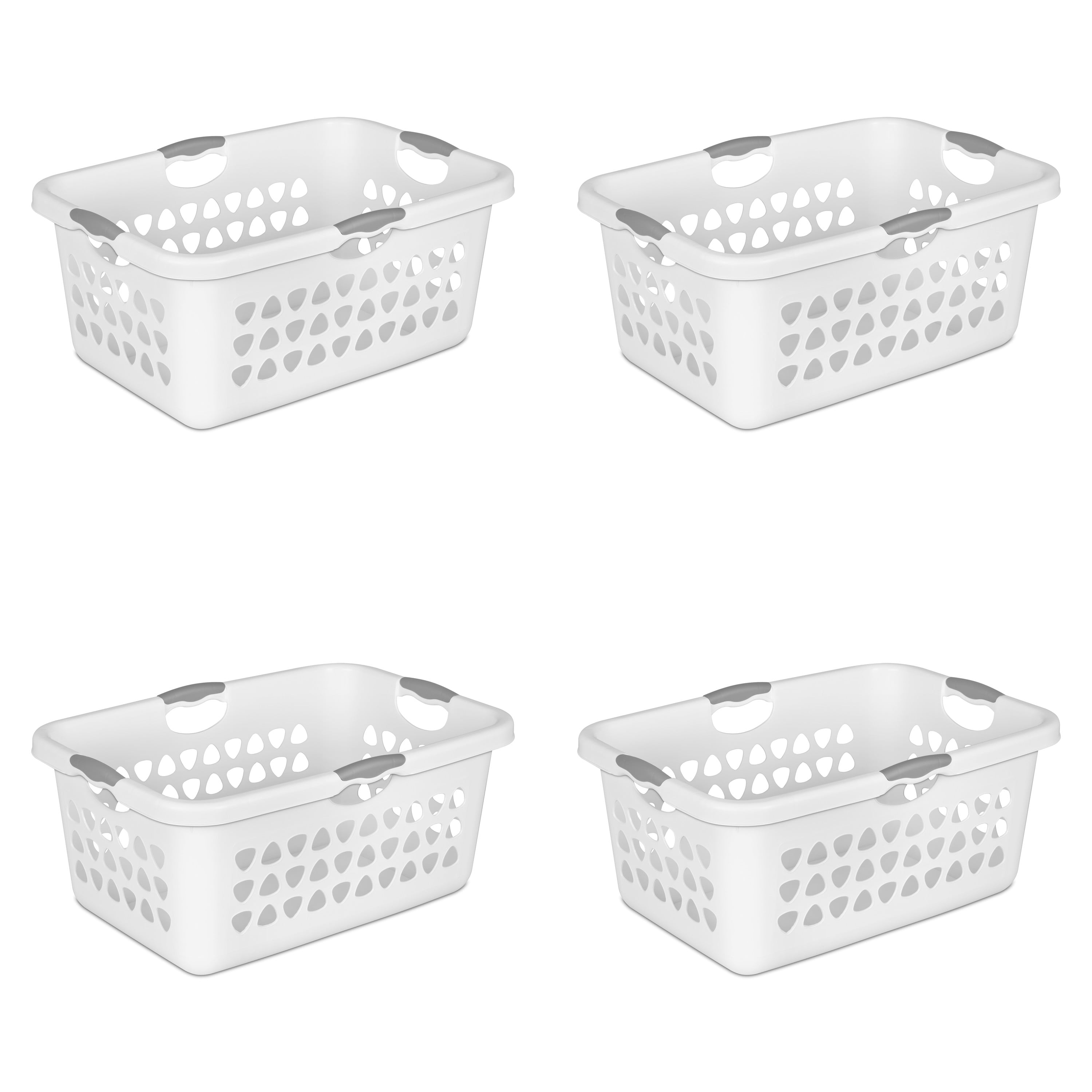Case of 4 W Sterilite 1.25 Bushel Hip Laundry Basket White 