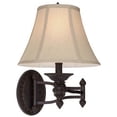 thumbnail image 6 of Barnes and Ivy Swing Arm Wall Lamp Bronze Plug-In Light Fixture Beige Softback Bell Shade for Bedroom Bedside Living Room Reading, 6 of 8