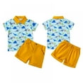 thumbnail image 6 of URMAGIC Toddler Baby Boy Dinosaur Short Sleeve Button Down Shirt & Casual Shorts Set Summer Outfits 1-6T, 6 of 10