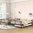 thumbnail image 2 of Full XL Over Queen Metal Bunk Bed with Trundle, Heavy Duty Twin Size Metal Bunk Beds Frame with Ladders and Safety Guard Rails, No Box Spring Needed (Black), 2 of 9