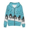 thumbnail image 3 of Suhoaziia Women Hoodies with Zipper Size 3XL Novelty Piano Keys Cat Pattern Tops Fall Drawstring Durable Breathable Kangaroo Pocket Shirt, 3 of 6