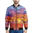thumbnail image 4 of Chaqueta con cremallera con estampado de puesta de sol de Maldivas para hombre, chaqueta hawaiana de playa con estampado 3D de manga larga, chaqueta bomber informal holgada, abrigo de calle, 4 of 5