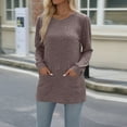 thumbnail image 4 of Annhoo Long Sleeve Sweaters for Women Fall Comfy Crewneck Knit Tops Ladies Casual Loose Tunics with Pockets, 4 of 7
