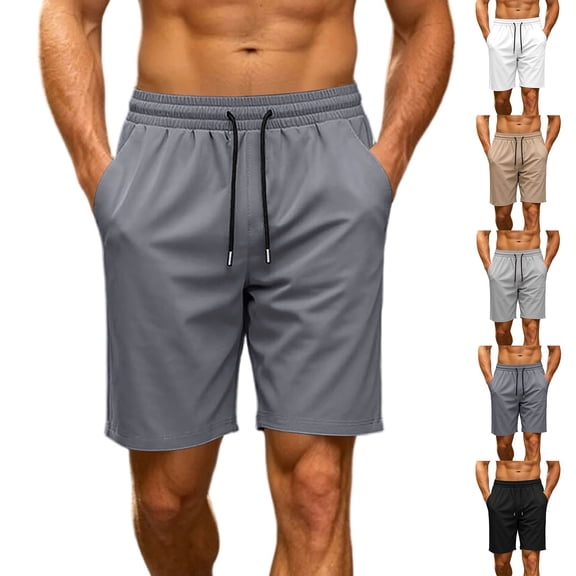 EOYWHK Men Running Shorts Quick Dry Elastic Waist Drawstring for Men Casual Jogging Shorts Soft Lightweight Activewear Daily Wear Outdoor Black L