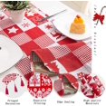 thumbnail image 2 of Camino de mesa navideño de alce con copos de nieve, camino de mesa con adornos navideños de algodón rojo utilizado para reuniones familiares, decoraciones navideñas, banderas de cama, 2 of 4