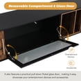 thumbnail image 5 of Two-Tone TV Stand for TVs Up to 80", Stylish TV Cabinet with Fluted Glass Door and Removable Compartment, Entertainment Center Media Console with Golden Metal Handles & Legs for Living Room, Black, 5 of 9