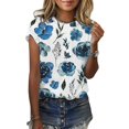 thumbnail image 4 of Gibobby Camisetas Mujer Baratas Manga Corta Túnica informal para mujer, cuello redondo, camiseta estampada, camiseta manga corta, blusa superior(D,CH), 4 of 5