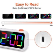 XREXS Super Loud Alarm Clock for Bedroom, Heavy Sleepers Adults, 3 Alarm Types, RGB Dynamic Color Changing, Bedside Digital Clock for Teens & Kids, with Snooze, LED Atmosphere Light, USB Charger