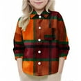 thumbnail image 6 of Long Sleeve Plaid Button Up Shirts for Boys Girls Classic Collared School Uniform Tops Kids and Toddlers Blouses (3 Years, Orange), 6 of 7