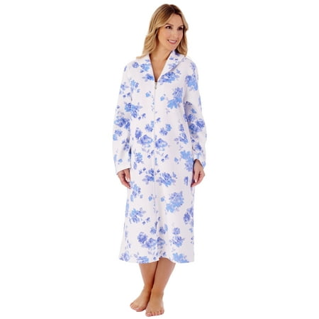 

Slenderella 45 Floral Mock Quilt Cotton Rich Zip Robe HC01317