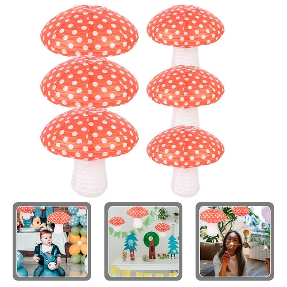 Masteelf Mushroom Shaped Paper Lantern for Decoration Red Color Easy to Install and Store 6pcs