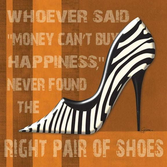 Zebra Shoe Fashion Trendy Animal Retro Shopping Fun Quote Beautiful Fashion Dorm Painting 12X12