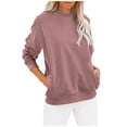 thumbnail image 2 of jsaierl Women's Sweatshirts Funny Solid Color Sweatshirts Round Neck Dressy Casual Sweater Tops Trendy Long Sleeve Shirts, 2 of 5