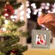 thumbnail image 5 of Marco de fotos navideño de resina | Decoración navideña de cedro nevado | Adorno personalizado DIY para árbol y hogar | Color dorado champán | 8 x 8 cm, 5 of 7