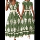 thumbnail image 2 of Vestidos de Verano para Mujer 2025, Vestidos Casuales con Mangas con Volantes, Vestidos de Playa Bohemios, Verde , S, 2 of 6