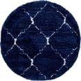 thumbnail image 1 of Unique Loom Rabat Shag Lattice Design Rug 5' x 5' Round Navy Blue/Ivory, 1 of 1