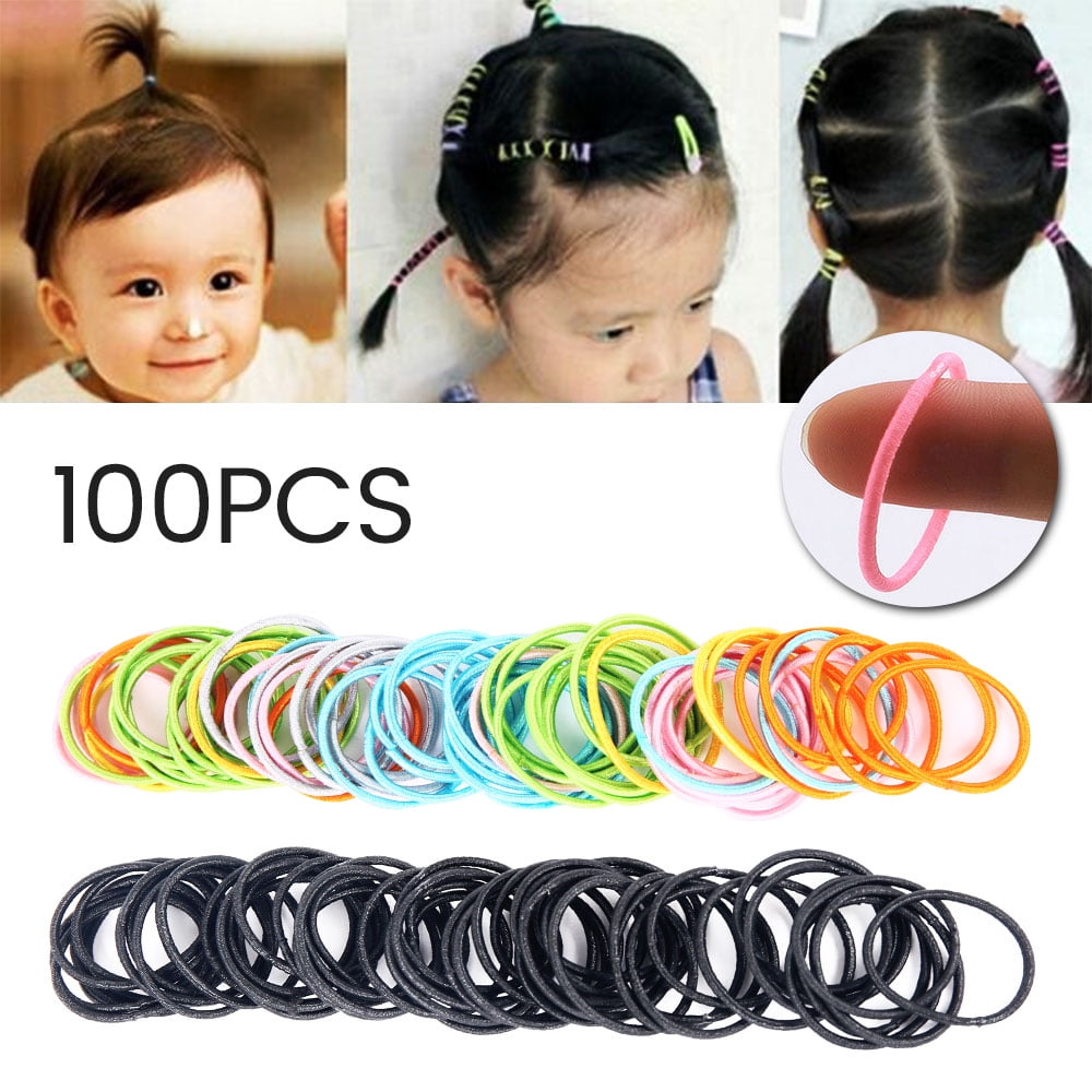 50/100pcs Elastic Hair Accessories For Girls Rubber Bands Candy  Fluorescence Black Colored Ring Ponytail Holder