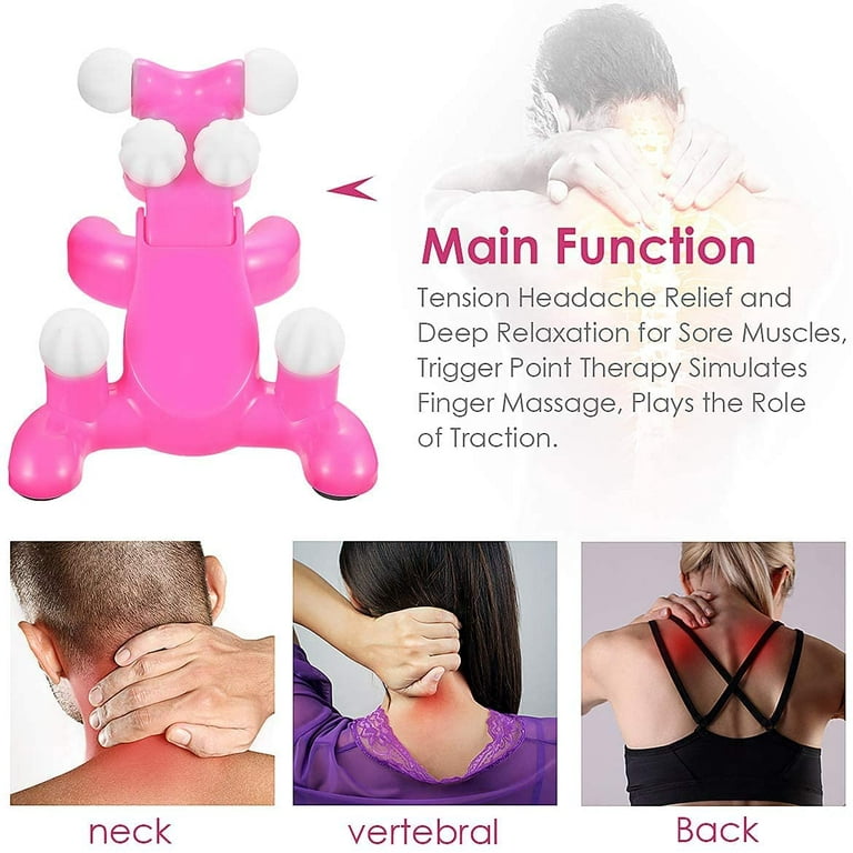 Cervical Traction Massager, Silicone Massage Ball Trigger Point Treatment Tension  Headache Relaxer Back Neck Relaxation Massager, Cervical Traction Device  for Shoulder Pressure Neck Pain Relief 