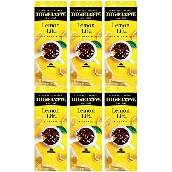 Bigelow Lemon Lift Black Tea Bags 28-Count Boxes (Pack Of 6) Lemon Flavored Black Tea Naturally & Artificially Flavored