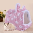 thumbnail image 4 of Guiexla Cozy Hamster Nest Semi-enclosed with Hanging Hook Cartoon Printed Comfortable Pet Bed for Cold Weather, 4 of 8