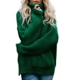 thumbnail image 1 of LilyLLL Womens Solid Color High Neck Knitted Pullover Jumper Sweater, 1 of 5