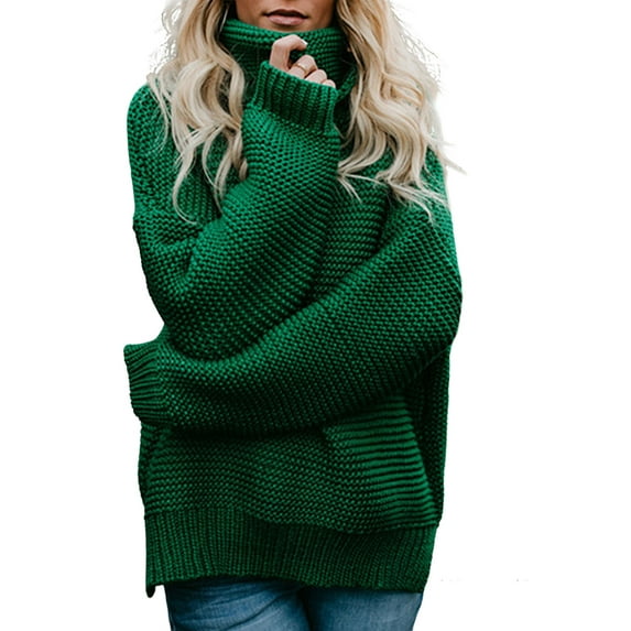 LilyLLL Womens Solid Color High Neck Knitted Pullover Jumper Sweater
