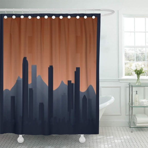 CYNLON Colorado Denver Skyline City Cityscape Bathroom Decor Bath Shower Curtain 66x72 inch