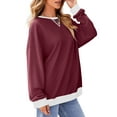 thumbnail image 4 of Fantaslook Color Block Sweatshirts for Women Crewneck Long Sleeve Oversized Pullover Tops Casual Fall Outfits, 4 of 8