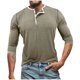 thumbnail image 2 of Blusas y camisas de manga larga y cuello redondo para hombre, color liso, informal, con botones, cárdigan de media manga, top de cuello redondo para hombre, blusas de poliéster para hombre, 2 of 8