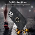 thumbnail image 2 of Funda de piel estilo vintage para iPhone 11 Pro con ranura para tarjetas, anillo giratorio de 360 grados, protección para la cámara, protección en las 4 esquinas, funda de teléfono muy resistente., 2 of 5