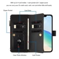 thumbnail image 3 of For iPhone 17 Pro Wallet Phone Case-PU Leather Magnetic Flip Cover with 9 Credit Card Slots,Zipper Pocket & Detachable Wrist Strap,Shockproof,Black,For iPhone 17 Pro, 3 of 7