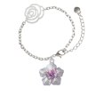 thumbnail image 2 of Delight Jewelry Silvertone Pink & Purple Butterfly on Large Flower Silver-tone Flower Link Chain Bracelet, 6.75"+2" Extender, 2 of 4