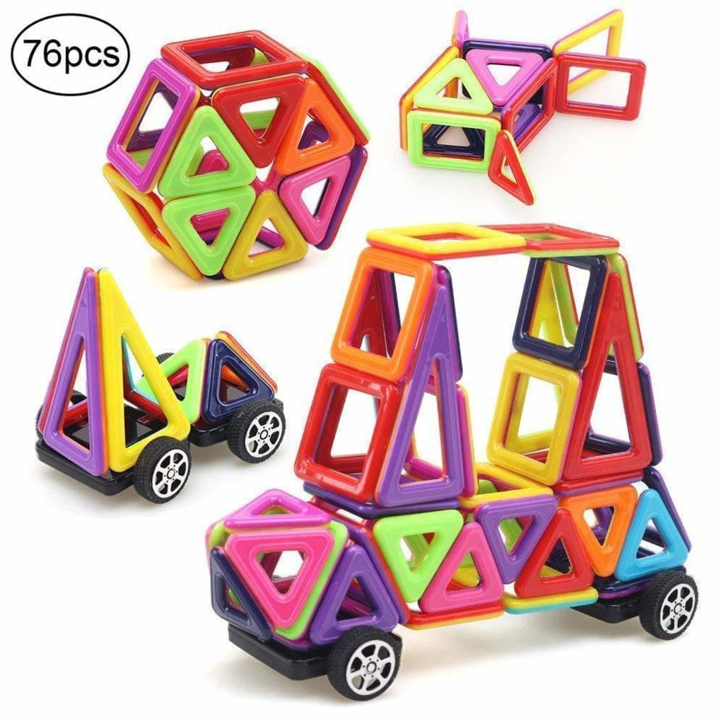 76pcs Magnetic Tiles magnetic Building Blocks Toys Set Kids Children Educational 