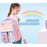 Lvelia School Backpacks for Girls, Large Capacity Fashion School Bag for Kids Teens,Cute Lightweight Waterproof Student Bookbags Gifts,Pink
