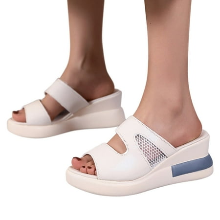 

Cathalem Wedge Sandals for Women Dressy Summer Fashion Womens Breathable Walking Sandals for Women with Arch Support And Comfort Beige 7.5