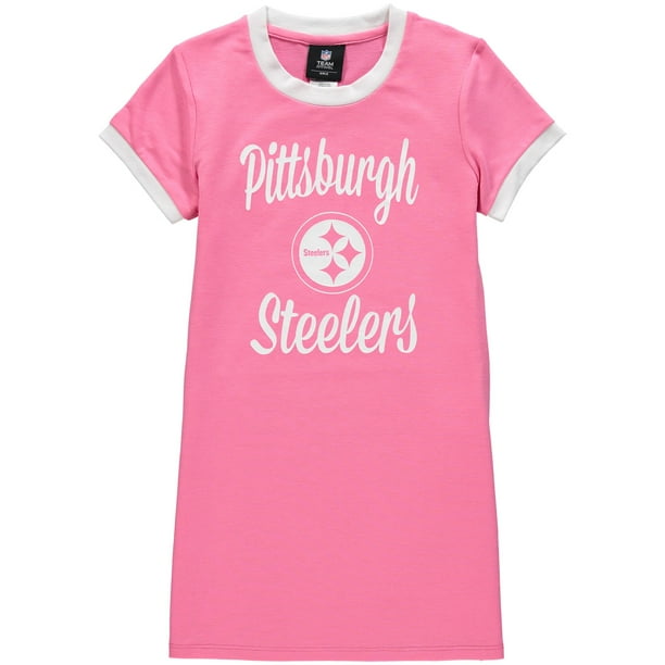 Pittsburgh Steelers Girls Youth Yardline Ringer TShirt Dress Pink