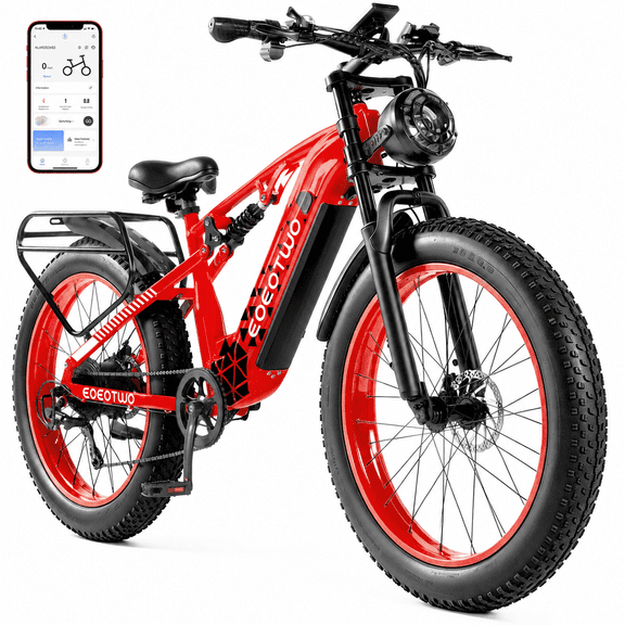 EOEOTWO 1500W Electric Bike for Adults, 26" x 4.0 Fat Tire Ebike with 48V 17.5Ah Battery, 34MPH Fast Mountain E-Bike, Dual Suspension, 396LBS Load, UL 2849 Certified Electric Bicycle