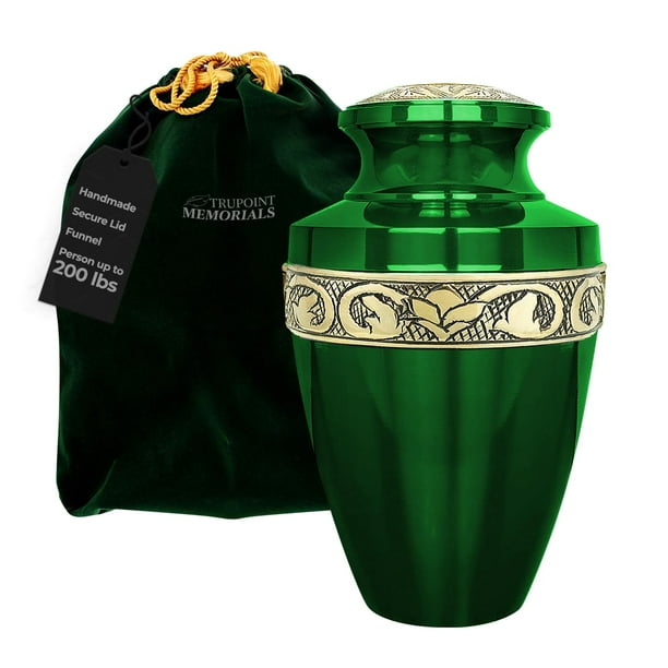 Urna funeraria Trupoint Memorials, griega, verde y dorada, para adultos