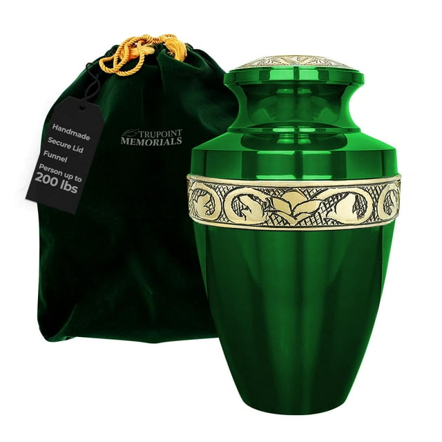Urna funeraria Trupoint Memorials, griega, verde y dorada, para adultos