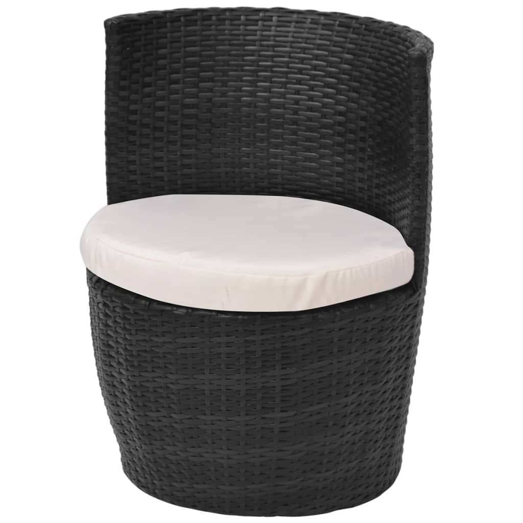 Kepooman 3pcs Wicker Couch with Cushions for Garden, Black Kepooman 3pcs Wicker Couch with Cushions for Garden, Black