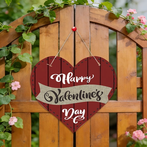 Valentine's Day Door Hanger Sign for Home with Heart Design and Warm Greetings