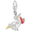 Women's Sterling Silver Stork "Baby Girl" Enamel Clip-On Charm