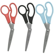 Westcott All Purpose Scissors, 8", Stainless Steel, Bent, for Office, Assorted Colors, 3-Pack