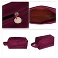 thumbnail image 3 of 1 Pc Women Portable Travel Cosmetic Bag for Vacation Outdoor Activities Wine Red Flannel, 3 of 3