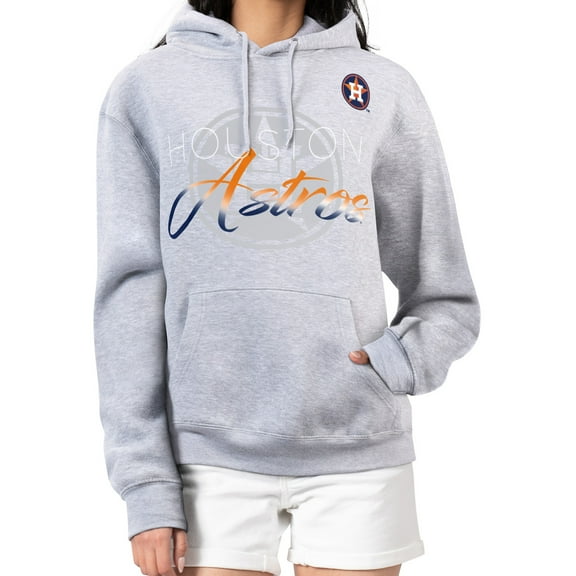 Women's G-III 4Her by Carl Banks Heather Gray Houston Astros Shadow Logo Graphic Pullover Hoodie