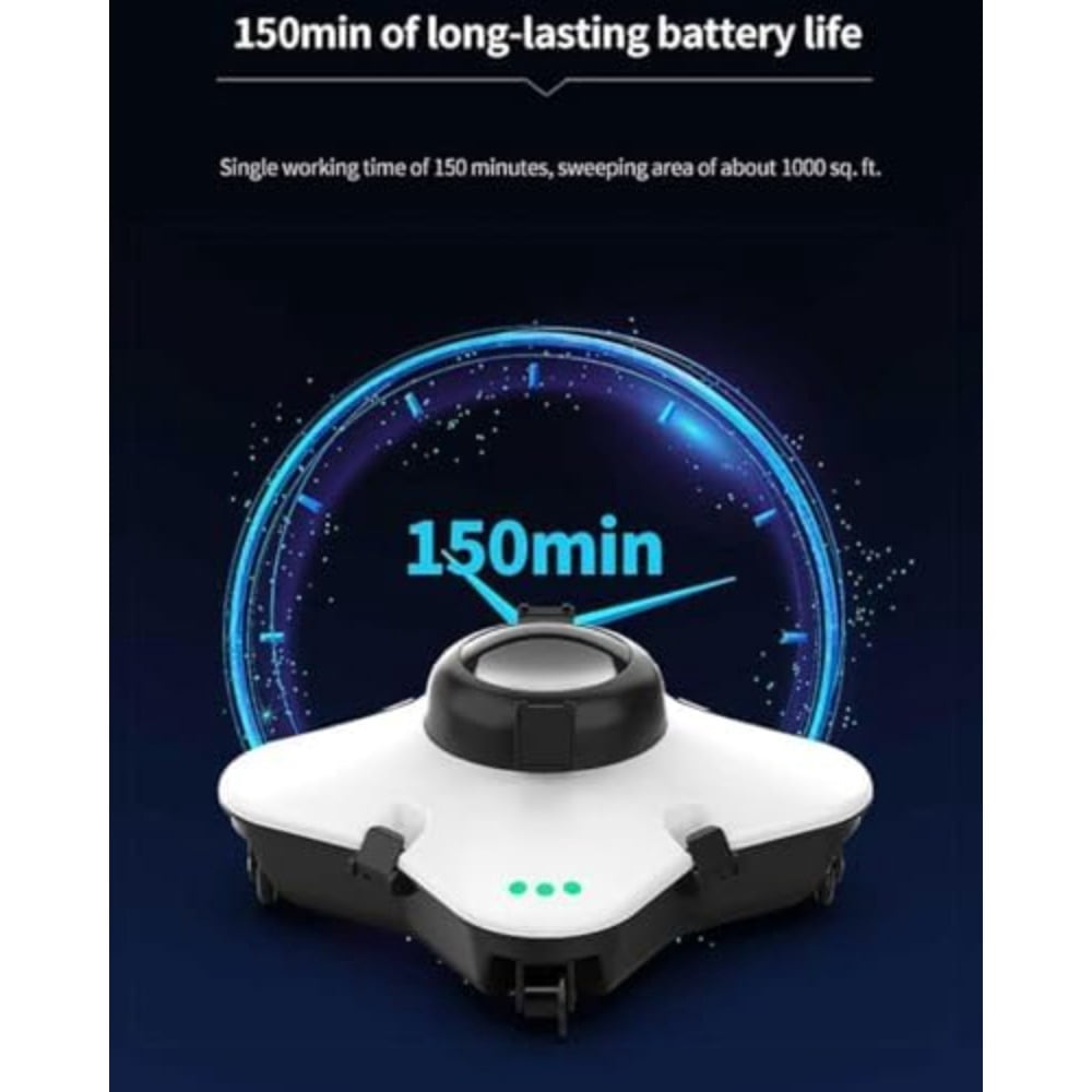Automatic Pool Vacuum, Cordless Electric Robot for Above and In-ground Pools, Suitable for Areas Up to 1000 Square Feet -White