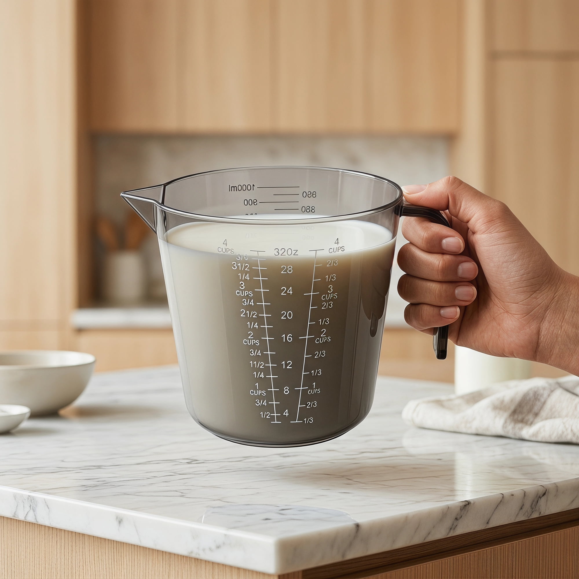 Unique Bargains PS Material Measuring Cup with Clear Marks for Measurement Gray 1000ml